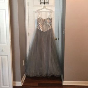 Silver Ballgown Style Prom Dress